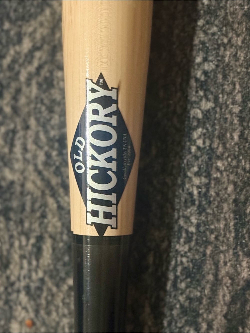 Hickory Manor House Natural Wood and Black Handle Bat with White Logo